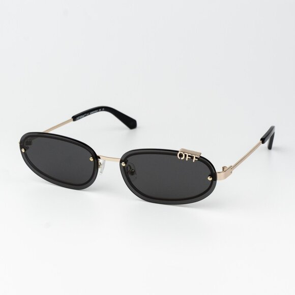 Off-White MIAMI Women Sunglasses Gold Grey Oval OERI13M MIAMI 7607 NEW AUTHENTIC - Picture 1 of 16